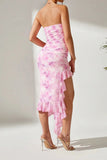 Tie-Dye Strapless Ruffle Hem Dress