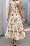 Printed Ruffled Hem Sleeveless Dress