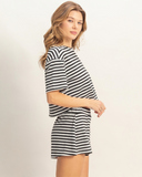 The Everyday Striped Crew Neck And Short Set