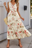 Printed Ruffled Hem Sleeveless Dress