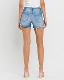 Vervet High Rise Distressed Criss Cross Shorts
