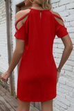 Cold Shoulder Mini Dress With Cut Outs