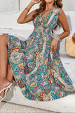 Smocked Printed Sleeveless Midi Dress