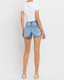 Vervet High Rise Distressed Criss Cross Shorts