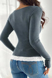 Lace Detail Ribbed Top *Multiple Color Options*