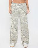 Britney Camo Printed Low Rise Wide Leg Jeans