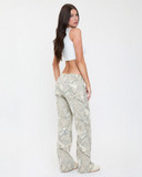 Britney Camo Printed Low Rise Wide Leg Jeans