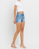 Vervet High Rise Distressed Criss Cross Shorts