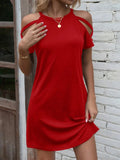 Cold Shoulder Mini Dress With Cut Outs