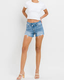 Vervet High Rise Distressed Criss Cross Shorts