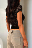 V-Neck Short Sleeve Lace Top *Multiple Color Options*