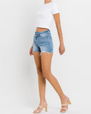 Vervet High Rise Distressed Criss Cross Shorts