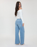 Bella Asymmetrical Relaxed Rise Wide Leg Jeans