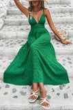 Crisscross Back Smocked Maxi Cami Dress