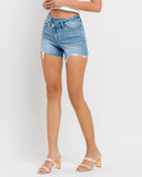 Vervet High Rise Distressed Criss Cross Shorts
