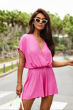 Short Sleeve Surplice Romper *Multiple Color Options*