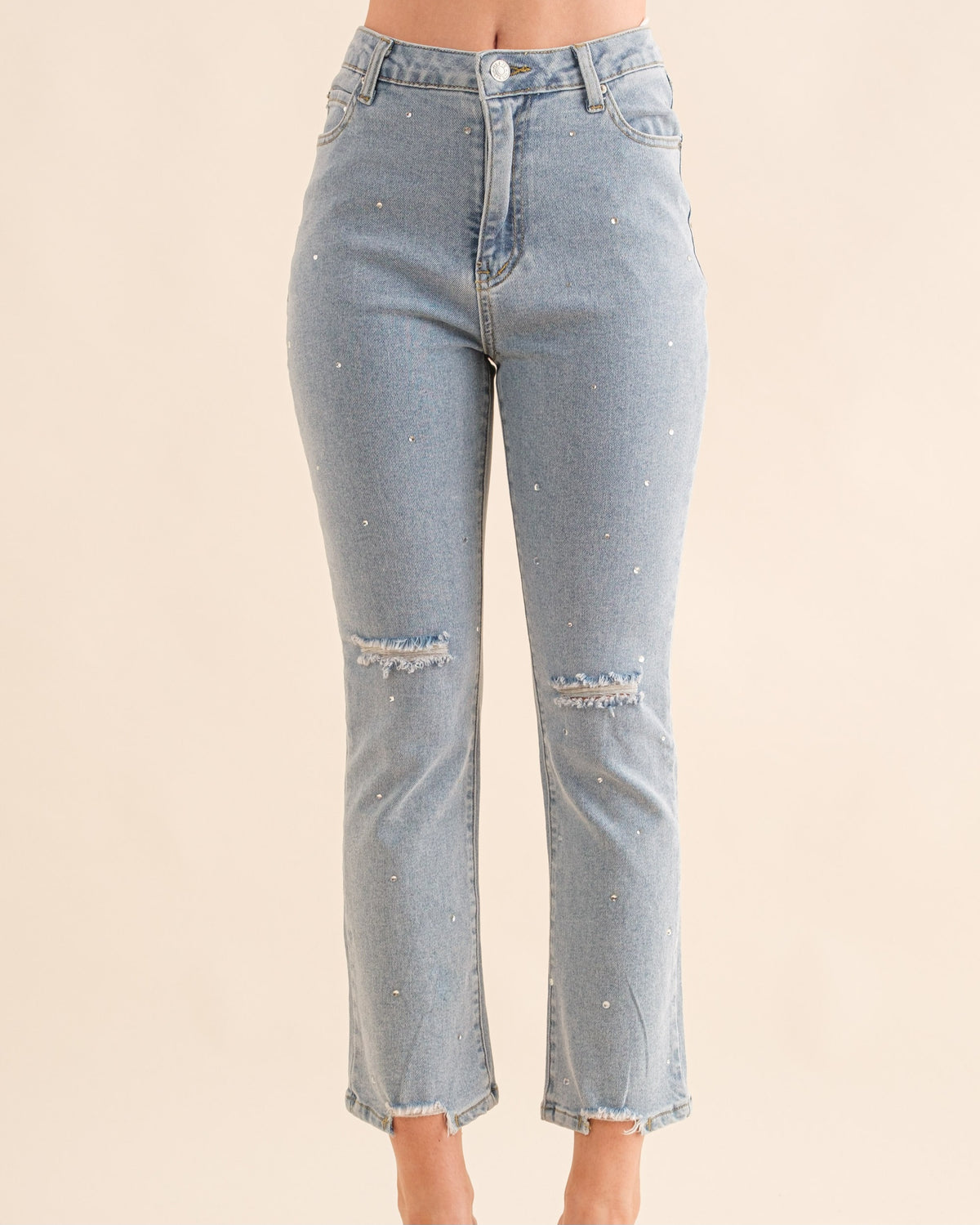 Studded Rhinestone Denim Jeans – Sis and Me Boutique
