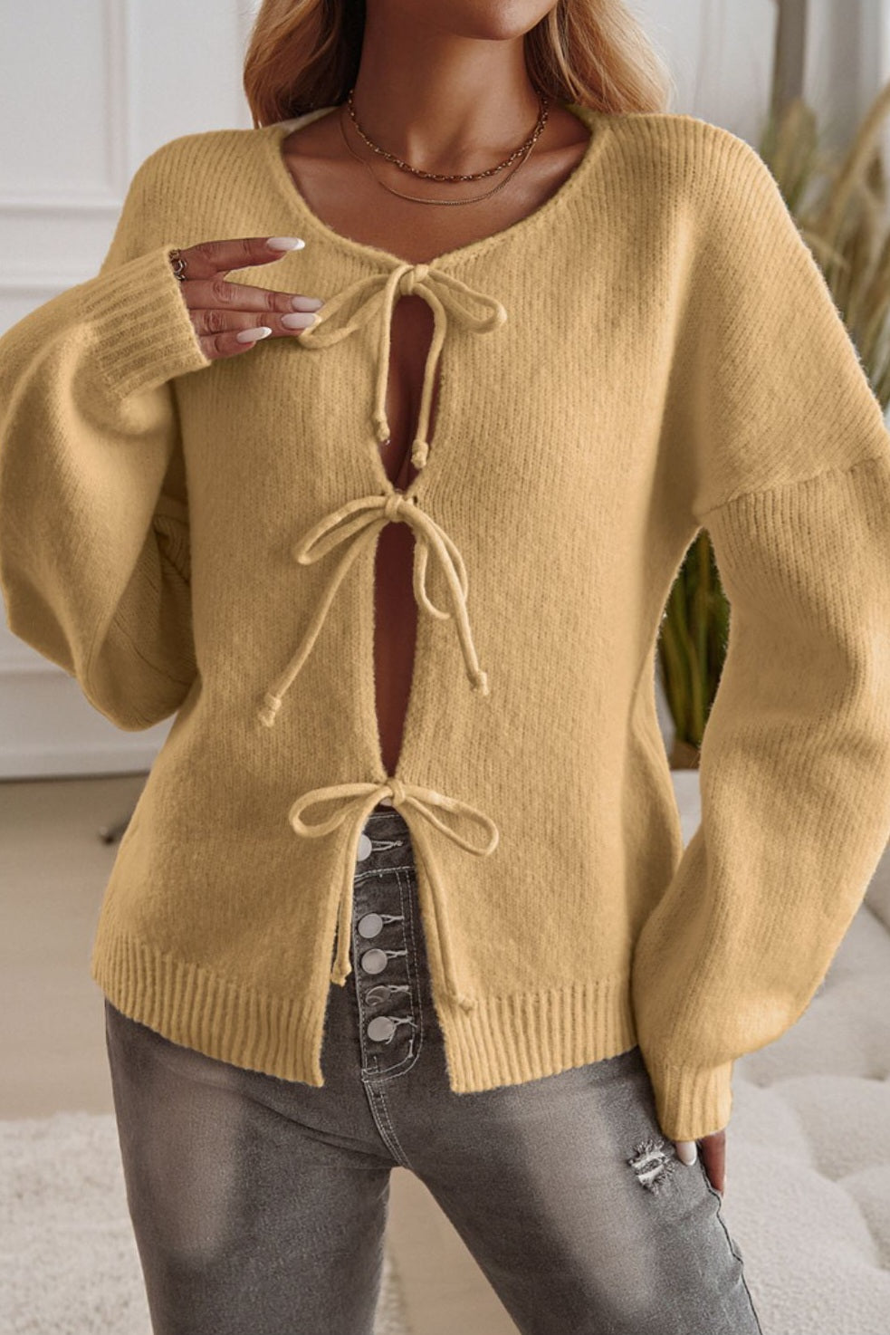 Tied Drop Shoulder Cardigan *Multiple Color Options*