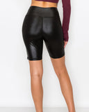 Tummy Control Faux Leather Biker Shorts