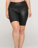 Tummy Control Faux Leather Biker Shorts