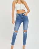 Risen High Rise Distressed Skinny Jeans