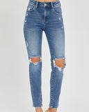 Risen High Rise Distressed Skinny Jeans