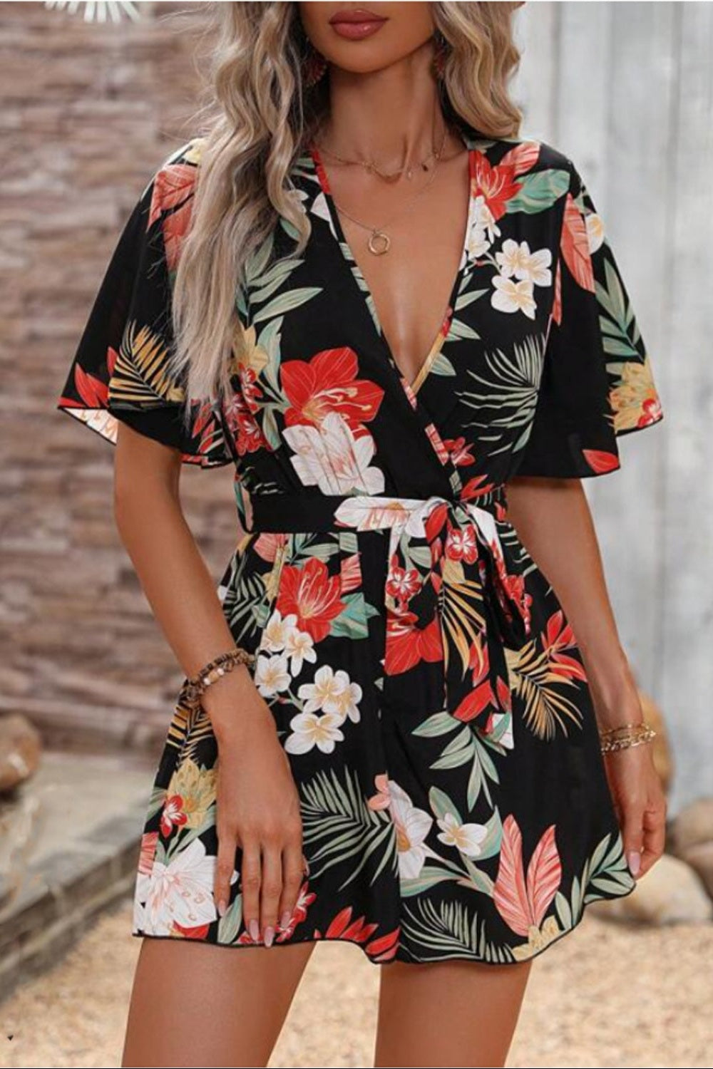 Printed Tie Waist Romper *Multiple Color Options*