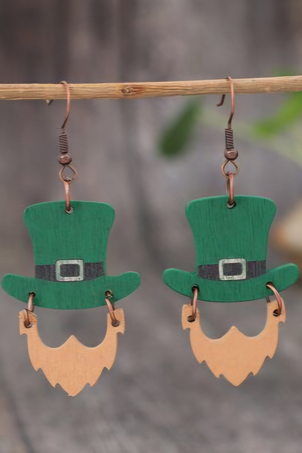 Wooden Leprechaun Dangle Earrings