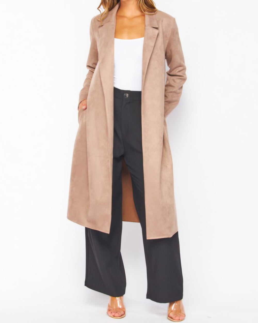 City Girl Vegan Suede Trench Coat