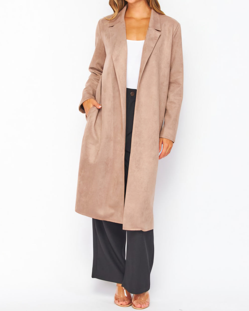 City Girl Vegan Suede Trench Coat