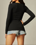 Taylor Ribbed Button Up Top