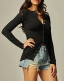 Taylor Ribbed Button Up Top