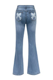 Bow Back Detail Flare Jeans