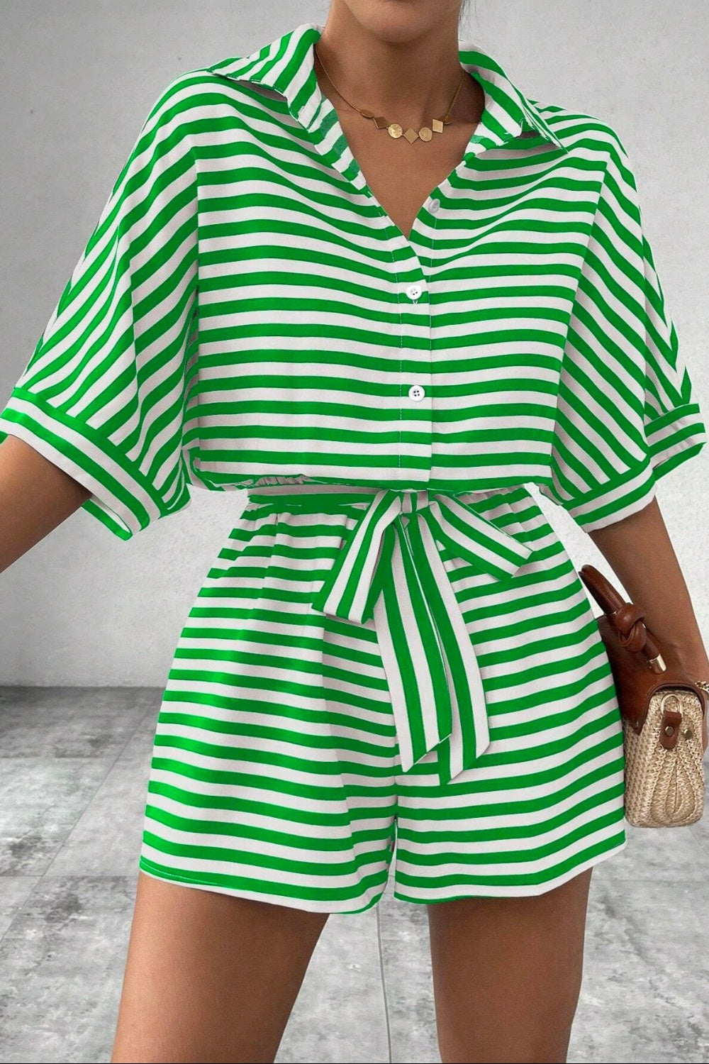 Tie Waist Striped Romper *Multiple Color Options*