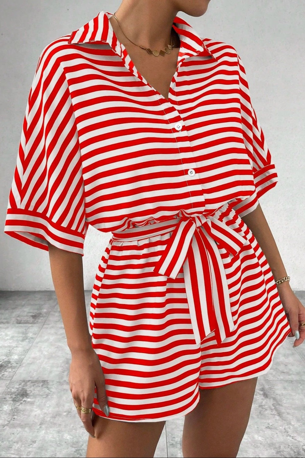 Tie Waist Striped Romper *Multiple Color Options*