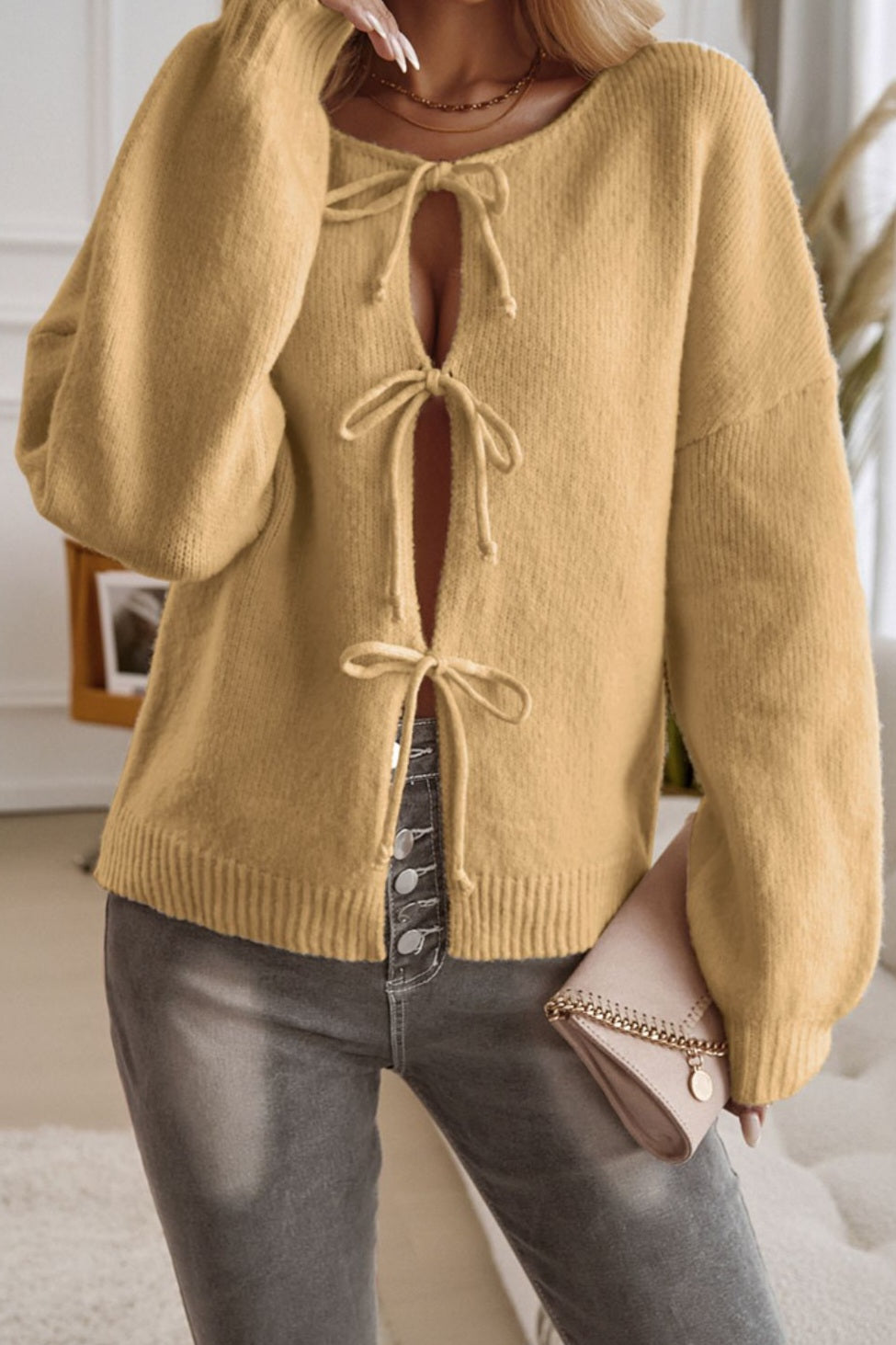 Tied Drop Shoulder Cardigan *Multiple Color Options*