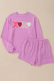 XOXO Heart Sequin Long Sleeve Top and Shorts Set