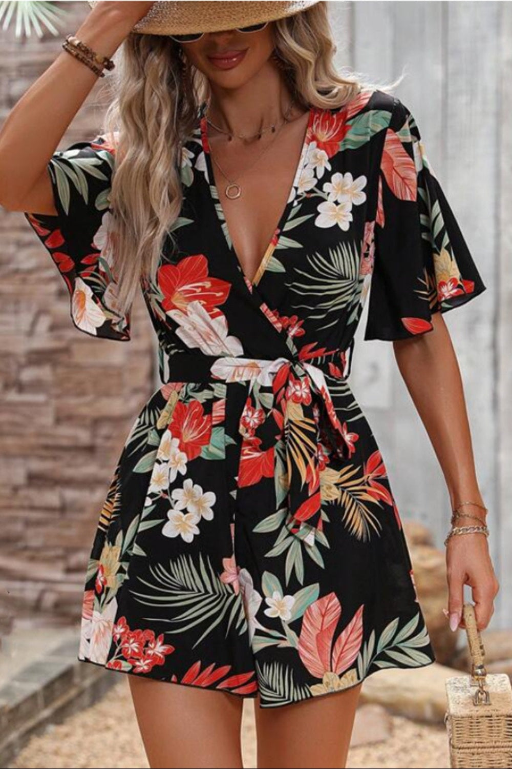 Printed Tie Waist Romper *Multiple Color Options*