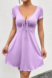 Drawstring Short Sleeve Mini Dress