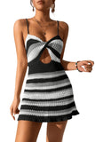 Cutout Striped Spaghetti Strap Cover Up Dress