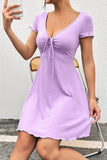 Drawstring Short Sleeve Mini Dress