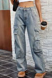 Denim Washed Cargo Style Jeans