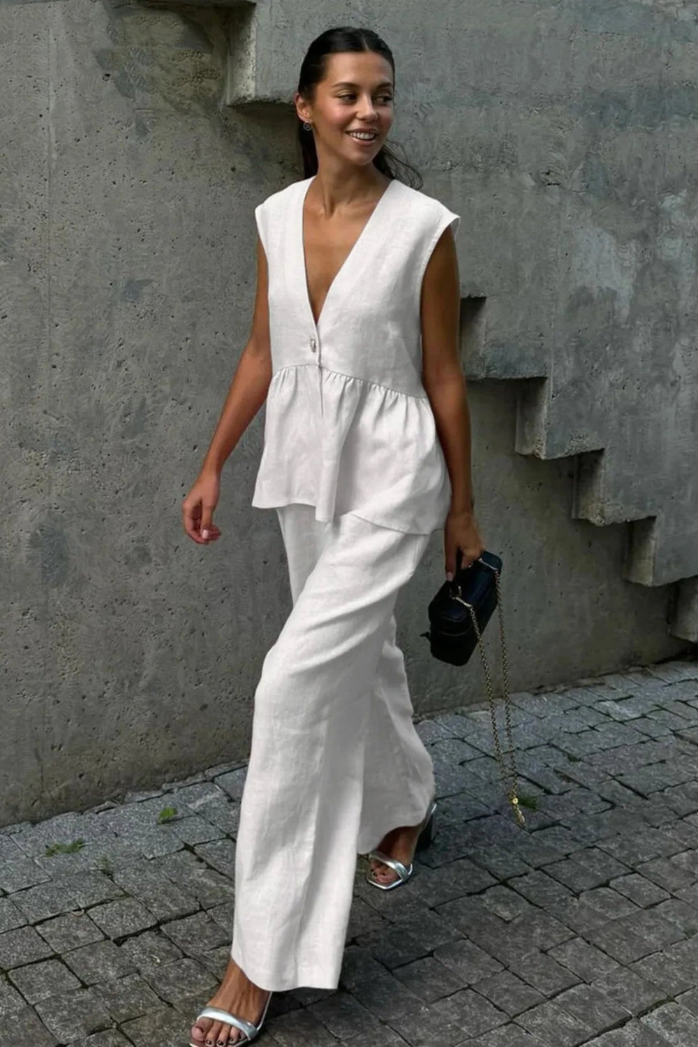V-Neck Vest and Pants Set *Multiple Color Options*