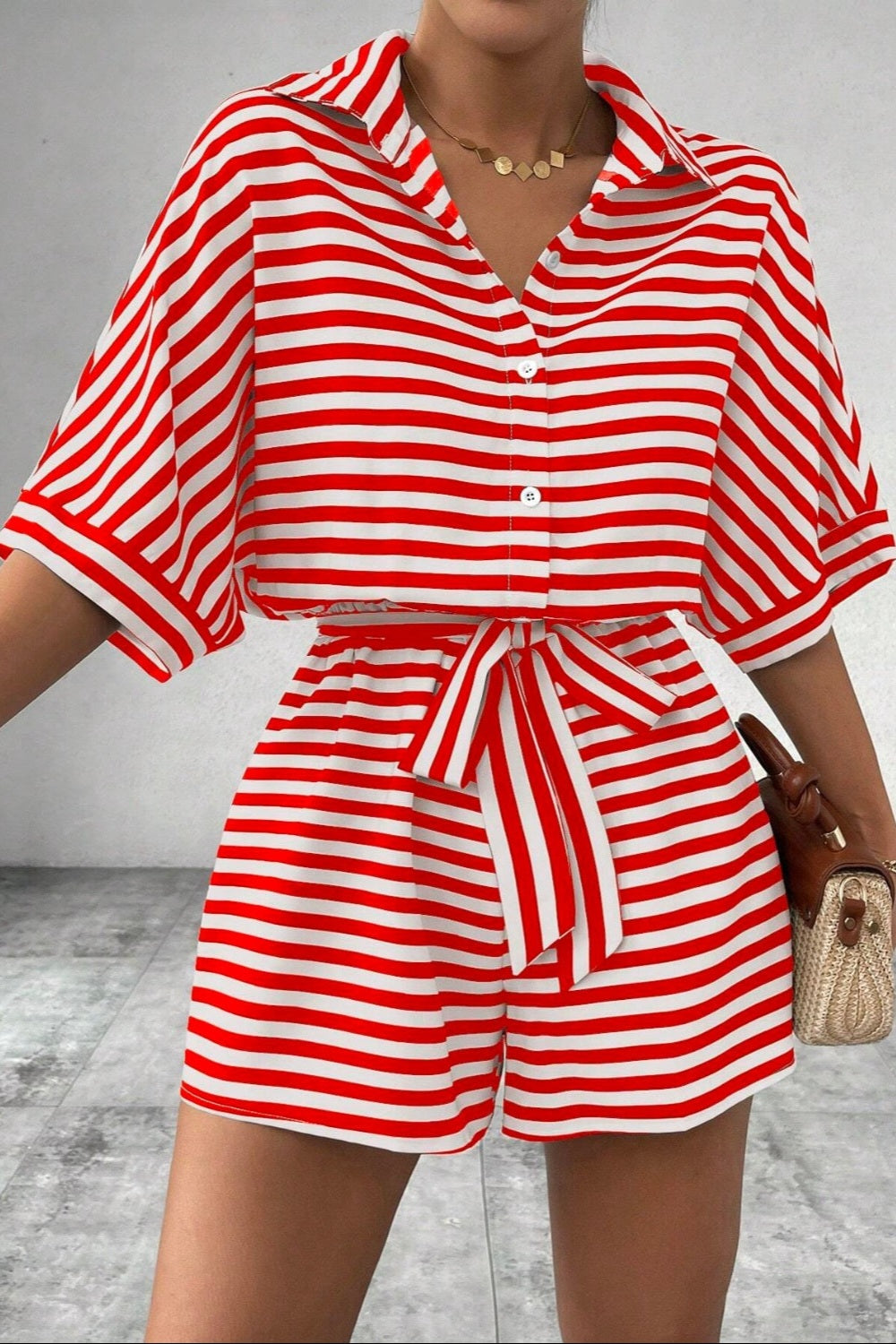 Tie Waist Striped Romper *Multiple Color Options*
