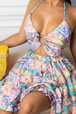 Cutout Halter Neck Cami Dress