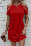 Cold Shoulder Mini Dress With Cut Outs