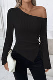 Ribbed Asymmetrical Hem Top *Multiple Color Options*