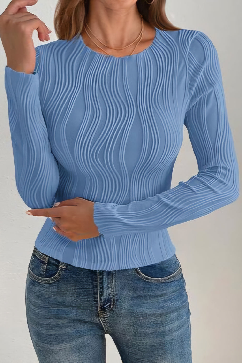 Textured Round Neck Top *Multiple Color Options*