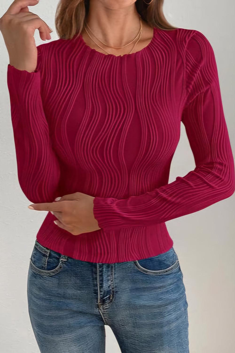 Textured Round Neck Top *Multiple Color Options*