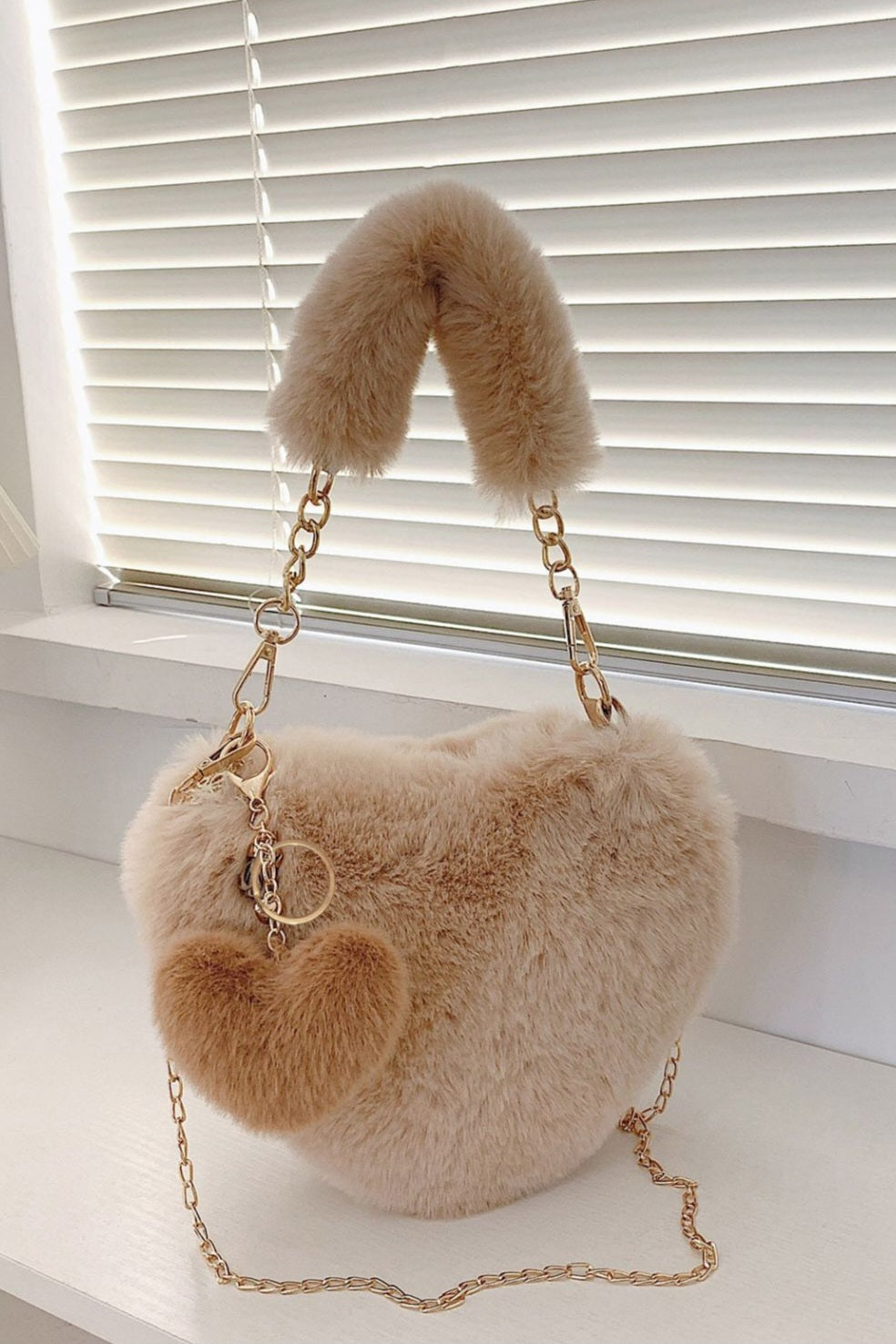 Heart Shape Faux Fur Handbag *Multiple Color Options*